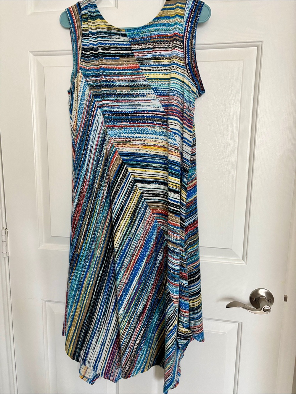 Studio Sleeveless Multicolor Striped Maxi A-Line Knit Dress M EUC